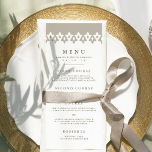 Arabesque Wedding Menu Card Champagne