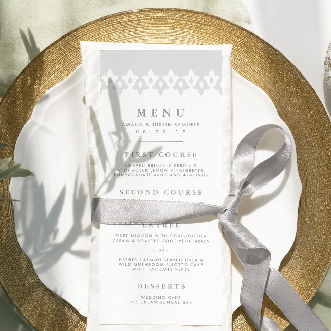 Arabesque Wedding Menu Card | Grey (Creator Uploaded)