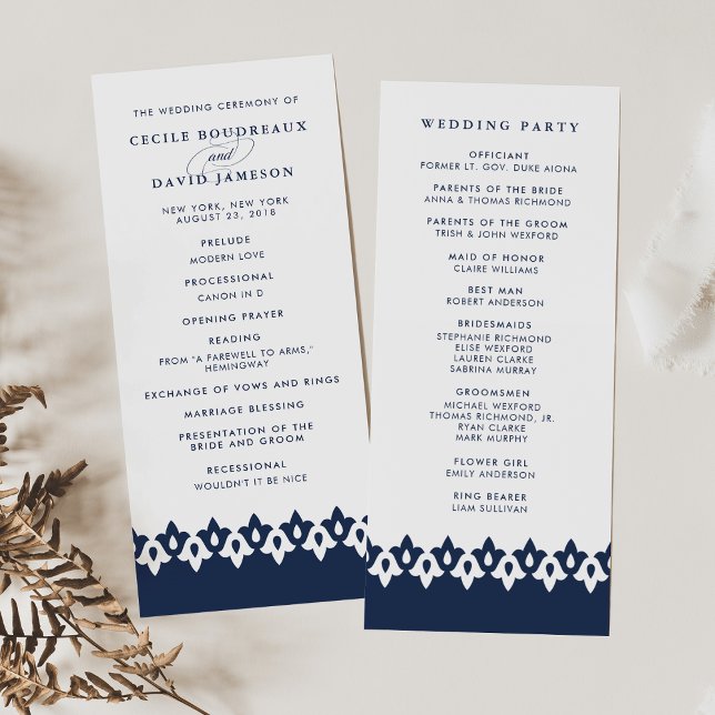 Arabesque Wedding Program | Navy (Creator Uploaded)