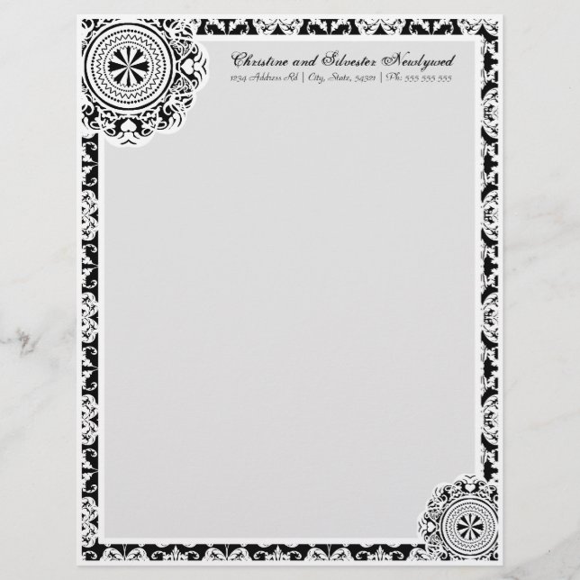 Arabesque White Lace, letterhead Template (Front)