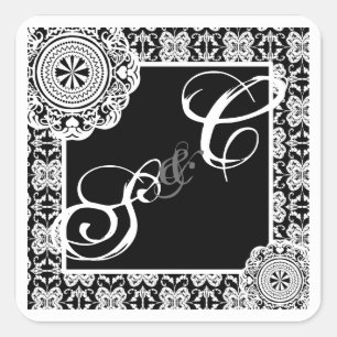 Arabesque White Lace, monogrammed souvenir sticker