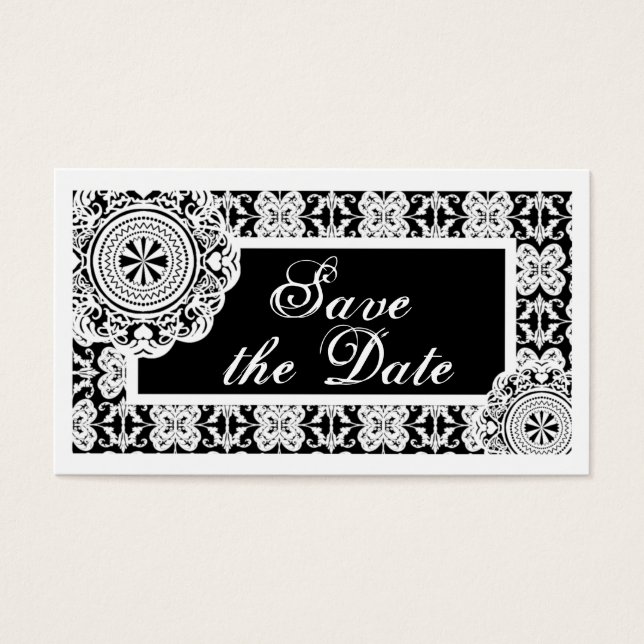 Arabesque White Lace, save the date mini (Front)