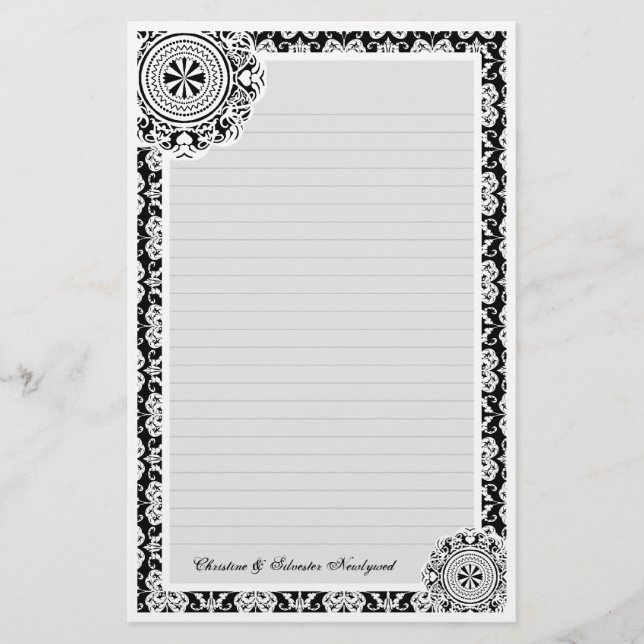 Arabesque White Lace, stationery (Front)