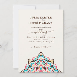 Arabian Art Nouveau Floral Arc Mandala Wedding Invitation