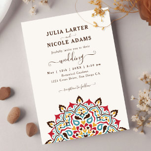 Arabian Art Nouveau Floral Arc Mandala Wedding Invitation