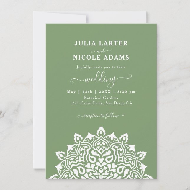 Arabian Art Nouveau Floral Arch Mandala Wedding Invitation (Front)
