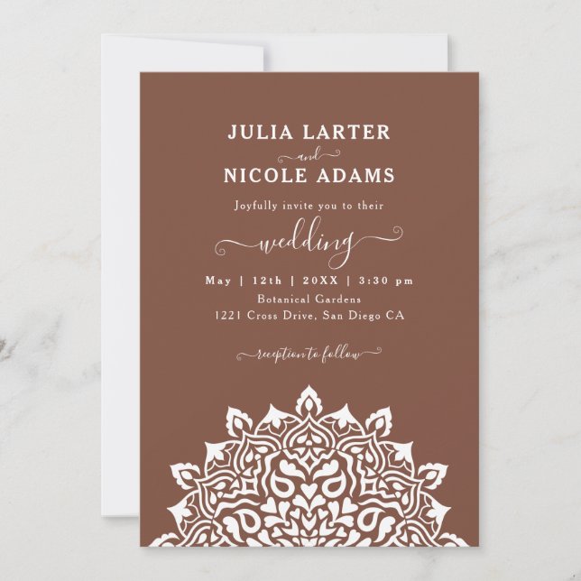 Arabian Art Nouveau Floral Arch Mandala Wedding Invitation (Front)