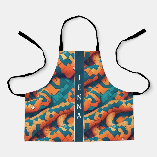 Arabian Cobra Mosaic Colourful Custom Pattern Apron (Front)