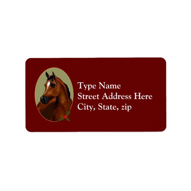 Arabian Horse Christmas Cameo Avery Label (Front)