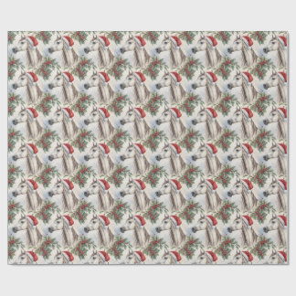 Arabian Horse Christmas Holly Watercolor Wrapping Paper