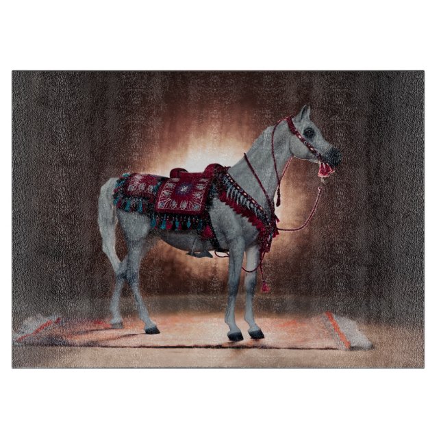 Arabian Horse Glass Cutting Board (Front)