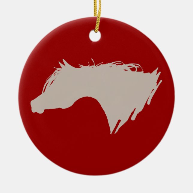 Arabian Horse Head Ceramic Ornament (Front)