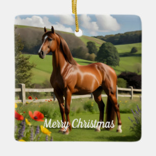 Arabian horse in countryside ceramic ornament