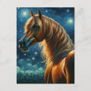 Arabian Horse in Van Gogh Starry Night Postcard