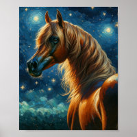 Arabian Horse in Van Gogh Starry Night