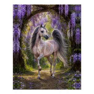 Arabian Horse Purple Wisteria Glossy Poster