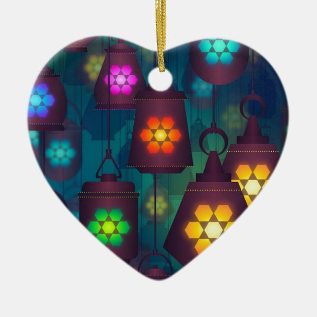 Arabian Lanterns Middle Eastern design Ceramic Tree Decoration (Front)