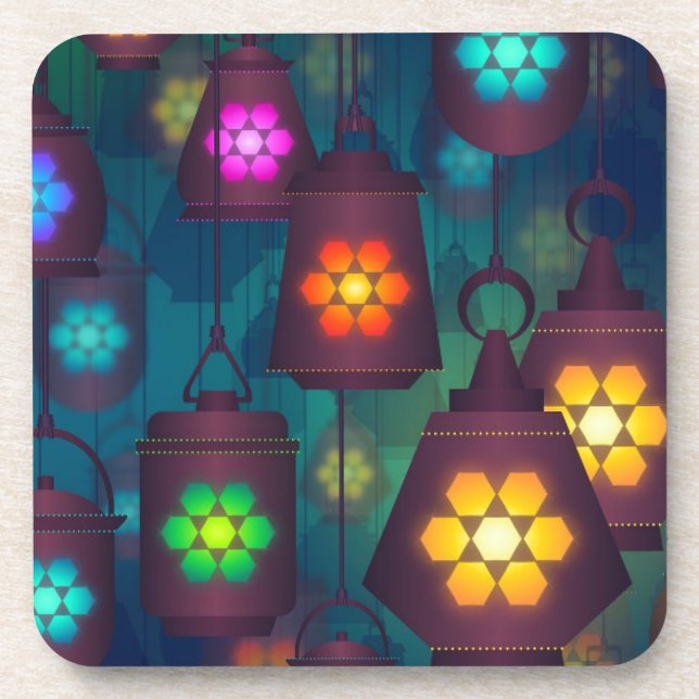 Arabian Lanterns Middle Eastern design Coaster (Front)
