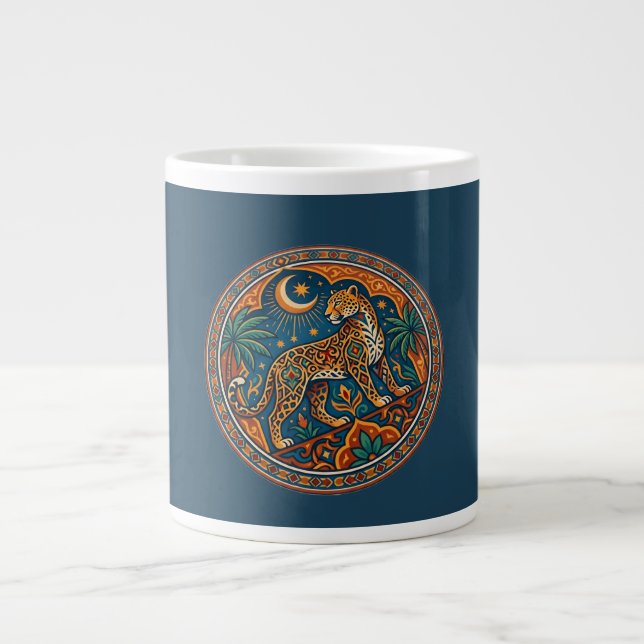 Arabian Leopard Mandala Exotic Desert Art Large Coffee Mug (Front)