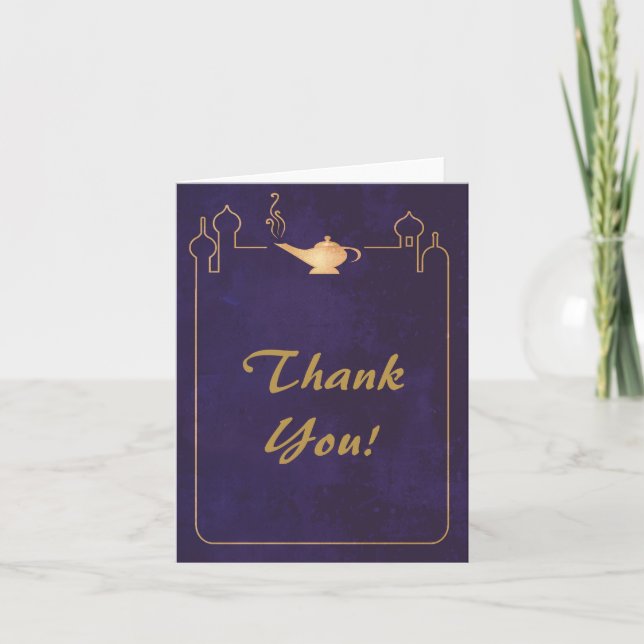 Arabian Magic Lamp Wedding Thank You Cards (Front)