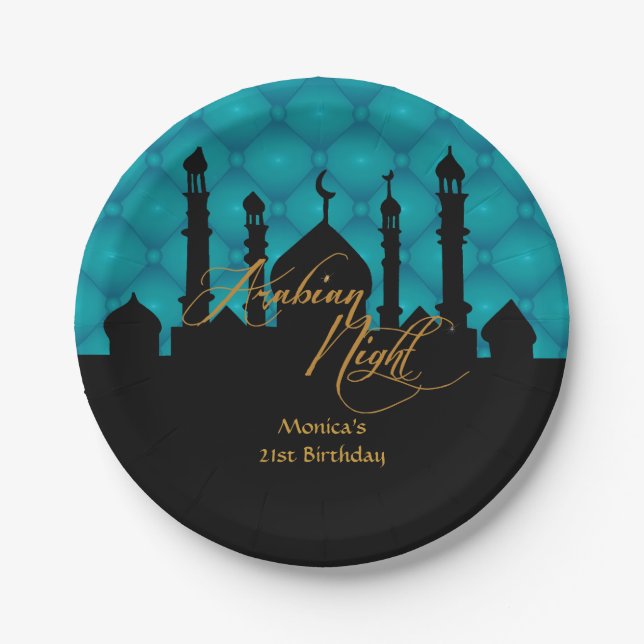 Arabian Night, 21st birthday 7 Inch Paper Plate (Front)