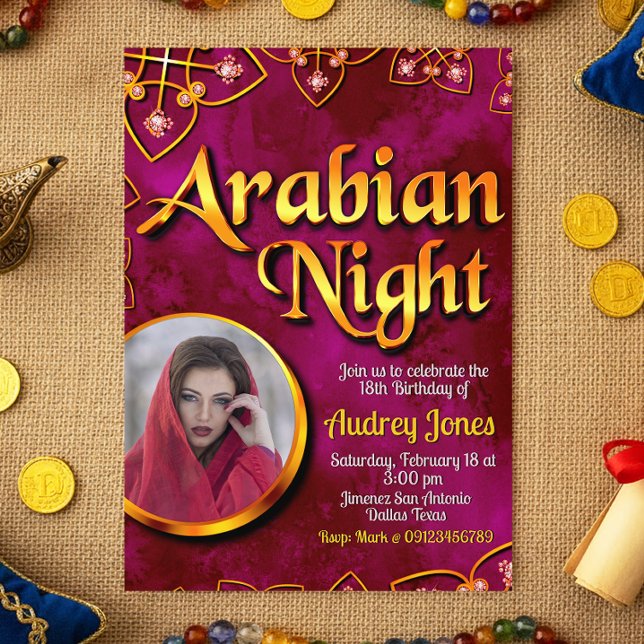 Arabian Night with Photo - Pink Invitation (Arabian Night with Photo - Pink Invitation)