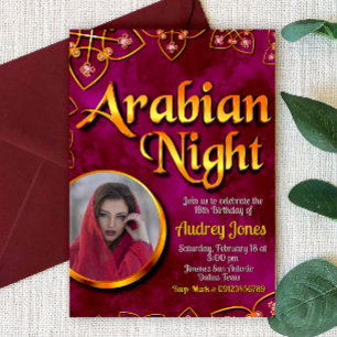 Arabian Night with Photo - Pink Invitation