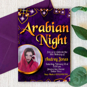 Arabian Night with Photo - Violet Invitation