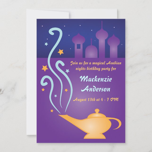 Arabian Nights 2 Magic Lamp Invitations (Front)