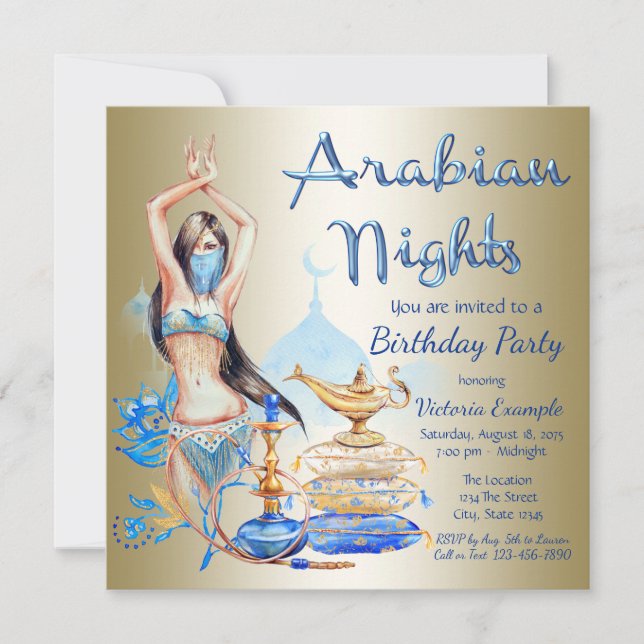 Arabian Nights Birthday Party Invitations (Front)
