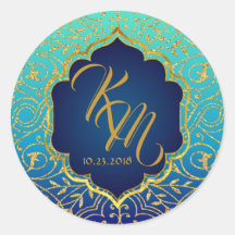 Arabian Nights Bollywood Monogram Wedding Label