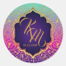 Arabian Nights Bollywood Monogram Wedding Label
