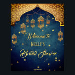 Arabian nights Bridal shower personalised welcome Poster<br><div class="desc">Arabian nights Bridal shower personalised welcome sign. Arabian style with Moroccan lanterns,  dark night sky and stars background.</div>