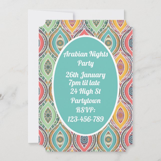 Arabian Nights colourful mosaic party theme Invitation (Front)