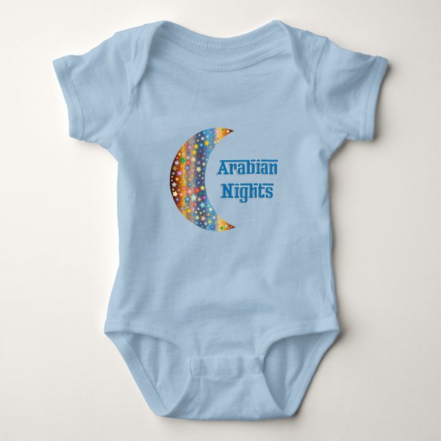 Arabian Nights Crescent Moon Star Design Baby Bodysuit (Front)