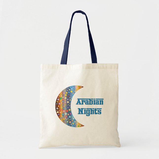 Arabian Nights Crescent Moon Star Design Tote Bag (Front)