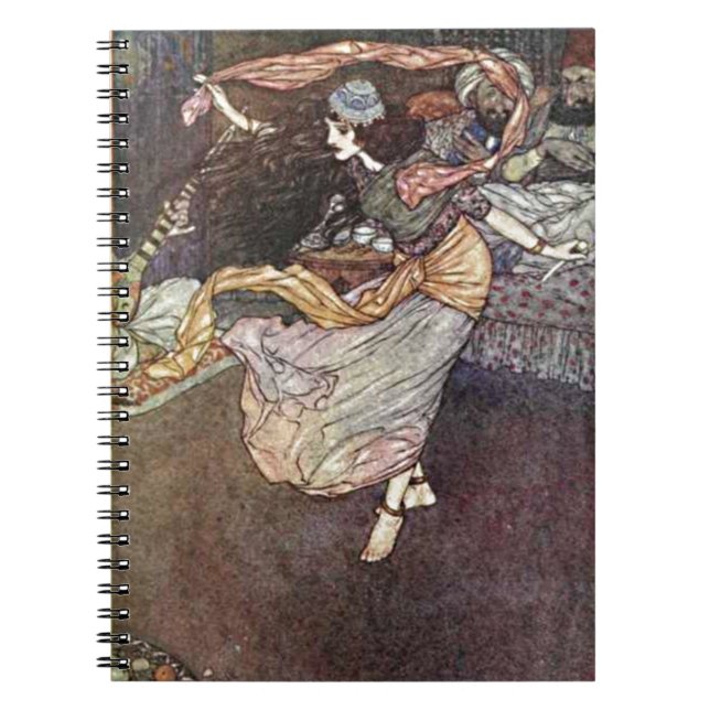 Arabian Nights Exotic Belly Dancer with Scarves Notebook (Front)