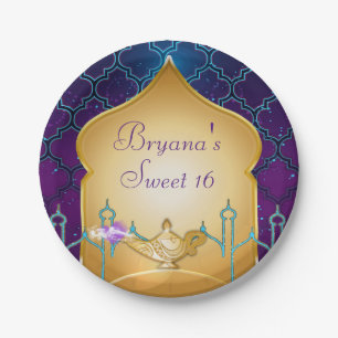 Arabian Nights Gold Magic Lamp Party Paper Plate