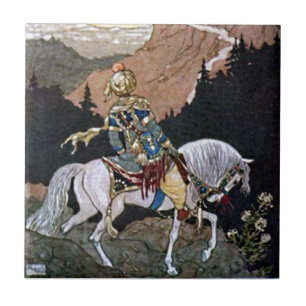 Arabian Nights Knight Prince on White Horse Ceramic Tile
