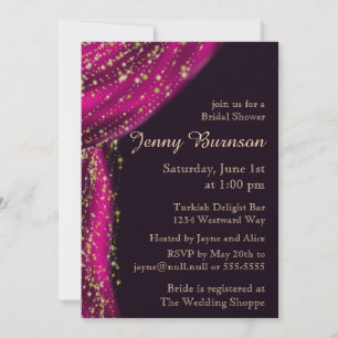 Arabian Nights Magenta & Gold Bridal Shower Invitation