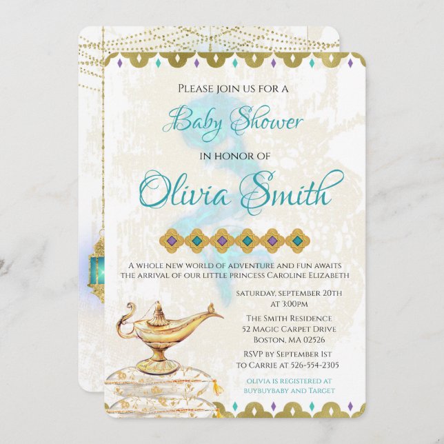 Arabian Nights Moroccan Baby Shower Invitation (Front/Back)