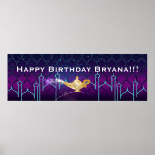 Arabian Nights Moroccan Birthday Party Banner Poster