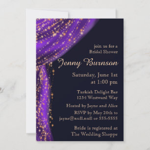 Arabian Nights Purple & Gold Bridal Shower Invitation