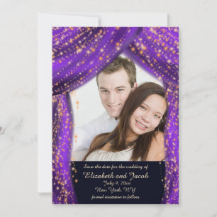 Arabian Nights Purple & Gold Photo Save the Date
