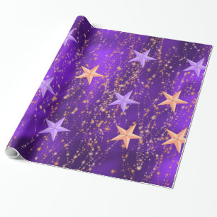 Arabian Nights Purple & Gold Stars Wrapping Paper