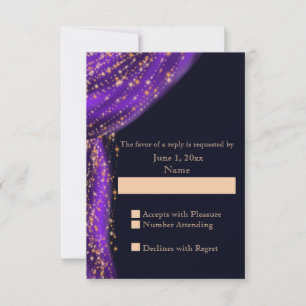 Arabian Nights Purple & Gold Wedding RSVP Card