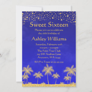 Arabian Nights Stars Sweet 16 Birthday Party Invitation