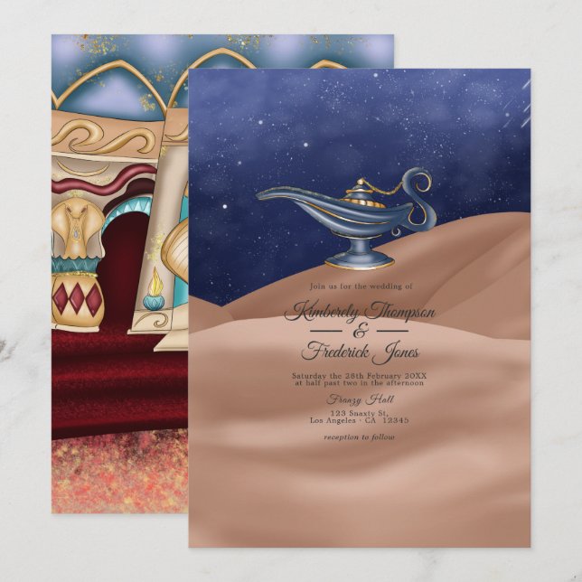 Arabian Nights Themed Wedding Invitation (Front/Back)