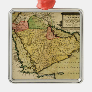 Arabian Peninsula of the Middle East Map Metal Tree Decoration