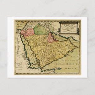 Arabian Peninsula of the Middle East Map Postcard